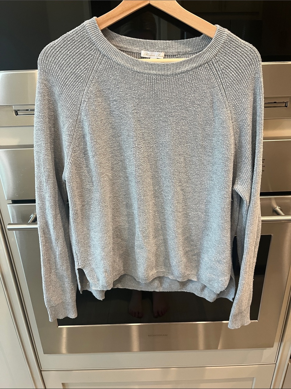 Minnie Rose Light Gray Crewneck Knit Sweater